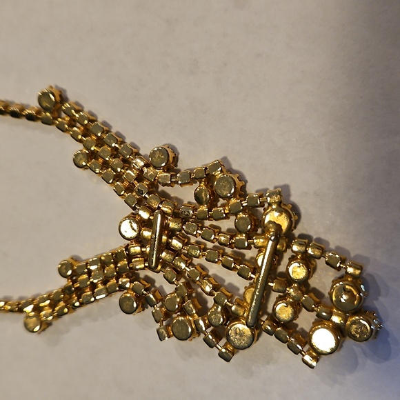 Clear Rhinestone Necklace Art Deco Style Prong Set Vintage Estate Bridal Formal - Picture 6 of 12
